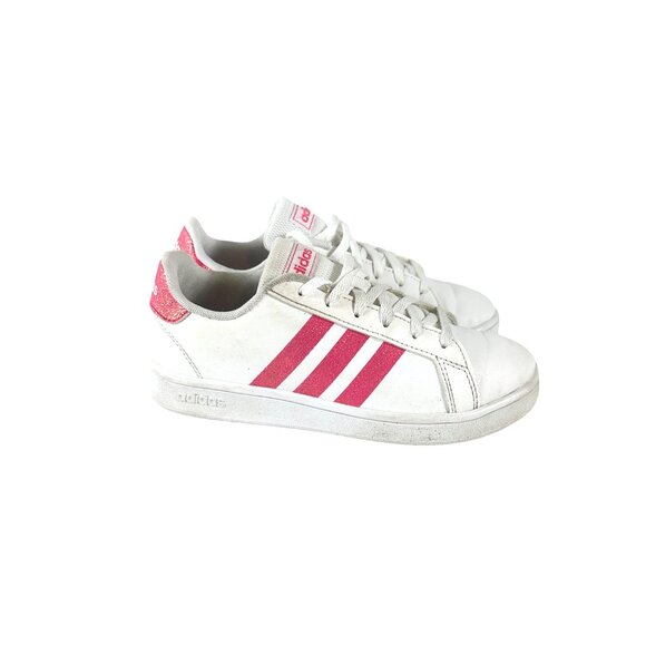 Adidas Grand Court J 'White Real Pink Shoes Size 2.5 - Picture 2 of 7